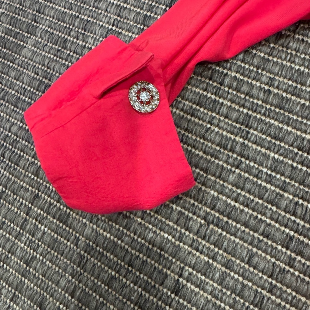 Joseph Ribkoff Deep V Rouched Vibrant Pink Blouse - Picture 4 of 5